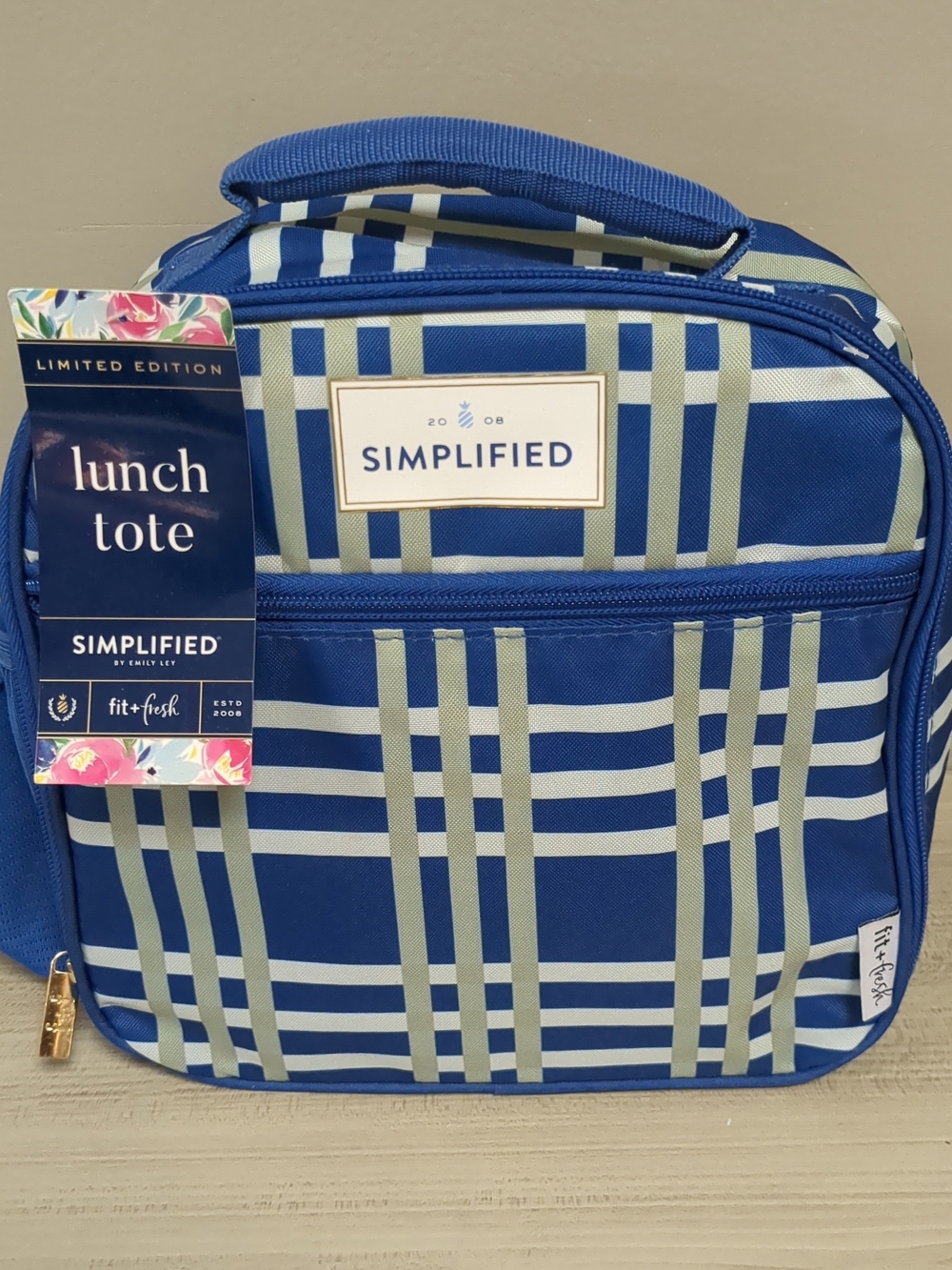 Simplified Blue Plaid Lunch Tote by Simplified